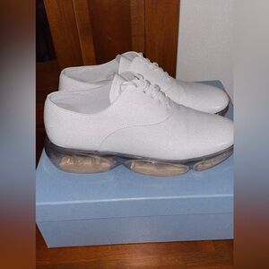 Prada White Sneakers with Transparent Sole